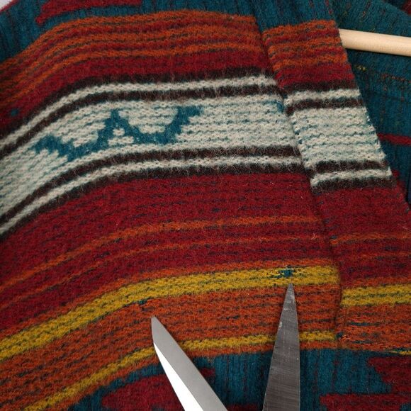 Vintage Woolrich Poncho Jacket Men Large Wool Aztec Hooded Baja Jacket USA - Picture 3 of 16